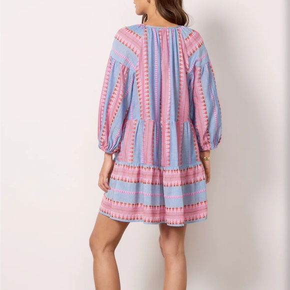 EUC Velvet by Graham & Spencer Blaize Striped Cotton Dress pink blue - Picture 2 of 11